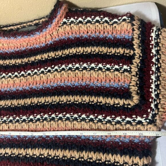 Anthropologie Elsamanda Striped Alpaca Wool Blend Chunky Knit Sweater Made Italy - Picture 9 of 13